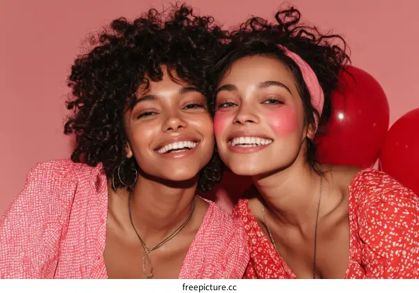 Two African American women smiling and posing together
