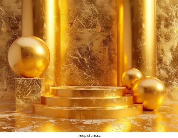 Luxury Gold Display Podium Scene Design