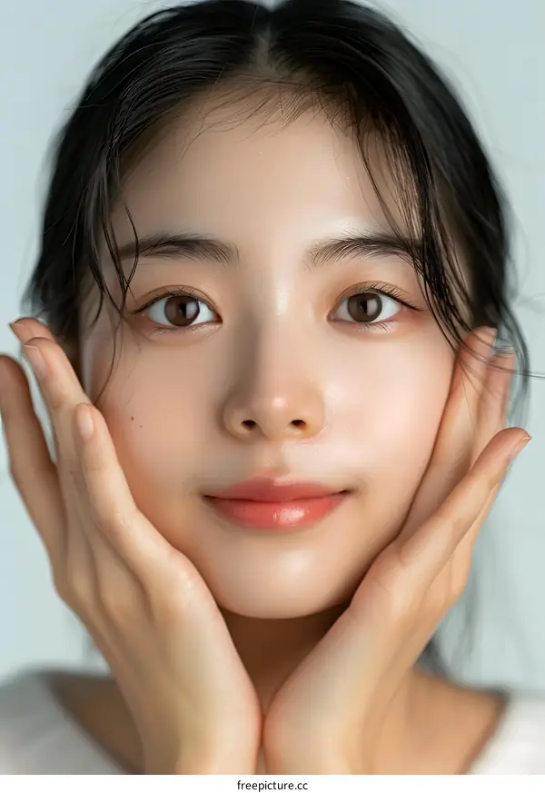 Close Up Portrait of a Young Woman with Smooth Skin