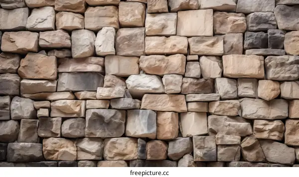 A stone wall with different shades of brown
