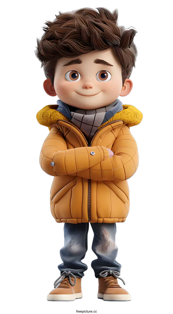 [Transparent Background PNG]Illustration of a 3D cartoon boy
