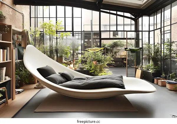 Modern Design White Bed in a  Room with a View