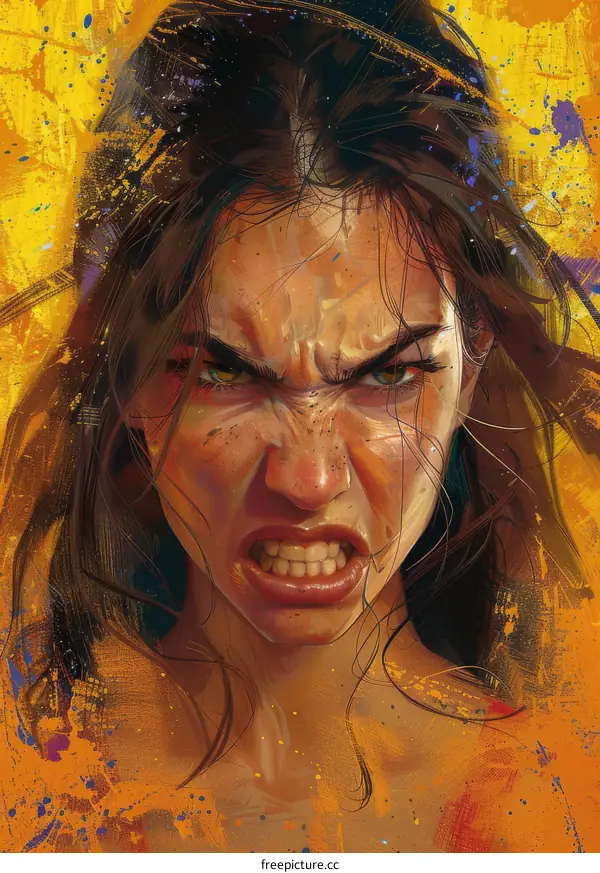 portrait of a fierce looking woman