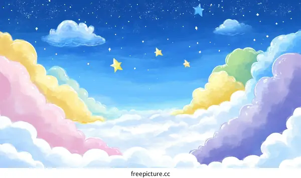 Colorful Cloudscape Night Sky with Stars