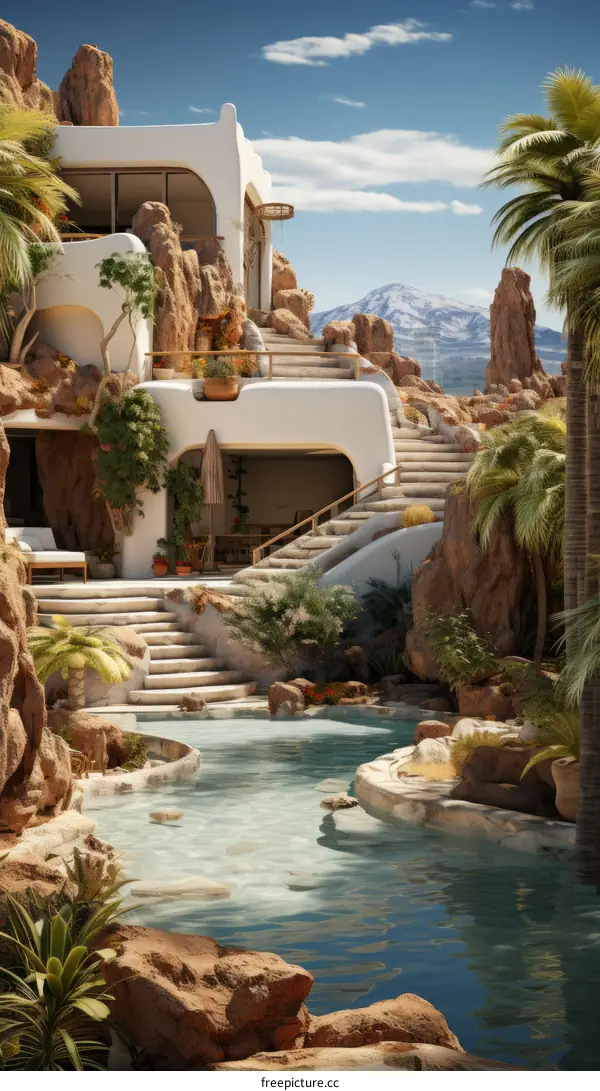 Futuristic Desert Home with Pool and Mountain Views