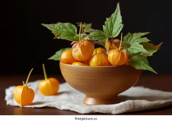 Vibrant Orange Fruits in Wooden Bowl