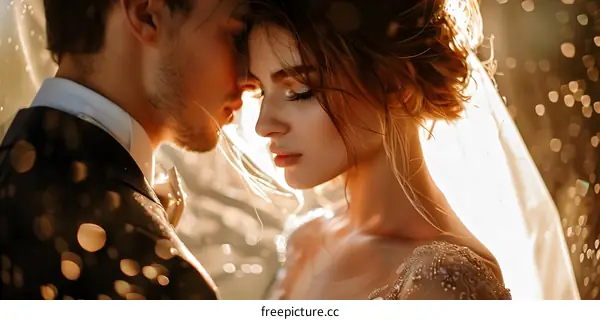 A newlywed couple is getting married