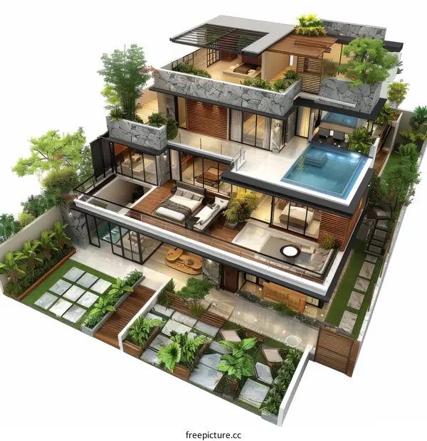 Modern Luxury Home with Swimming Pool and Garden