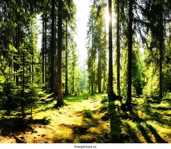 Sunlight Filtering Through the Lush Forest