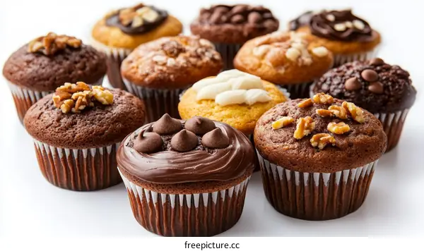Assorted Delicious Cupcakes with Various Toppings