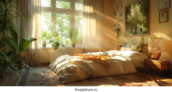 Sunrise Bedroom Interior Design Illustration