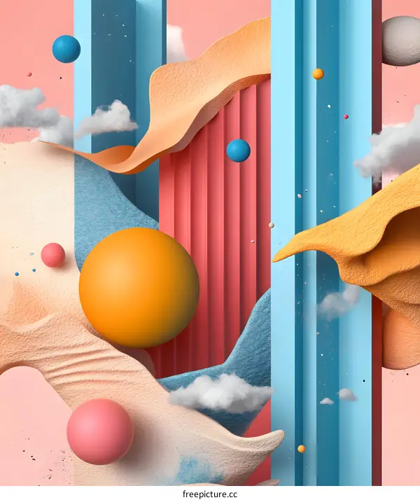 Abstract 3D Shapes with Pastel Colors