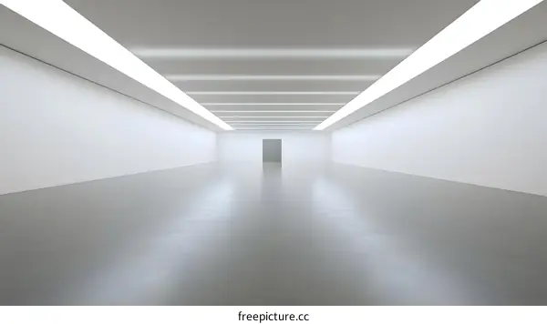 Minimalist White Room with Door