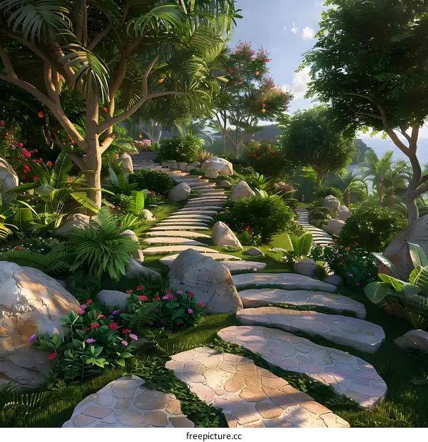 A lush tropical garden