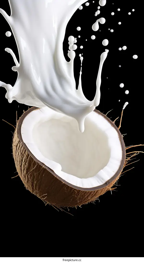 Coconut Milk Splashing from a Coconut