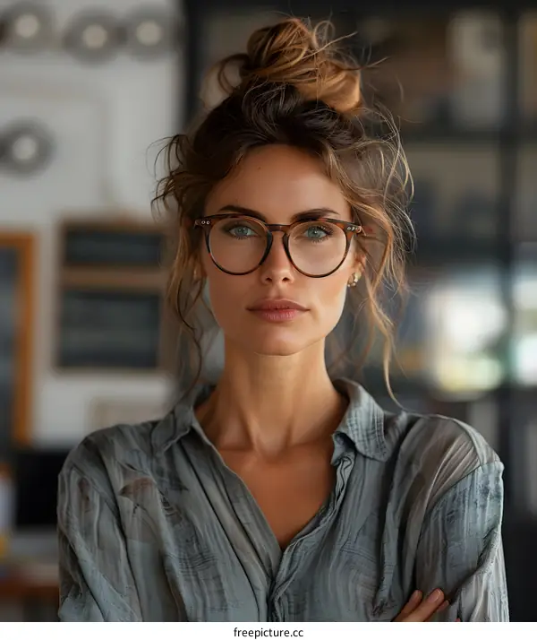 portrait of a beautiful woman with glasses
