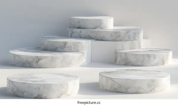Abstract Marble Display Podiums Set