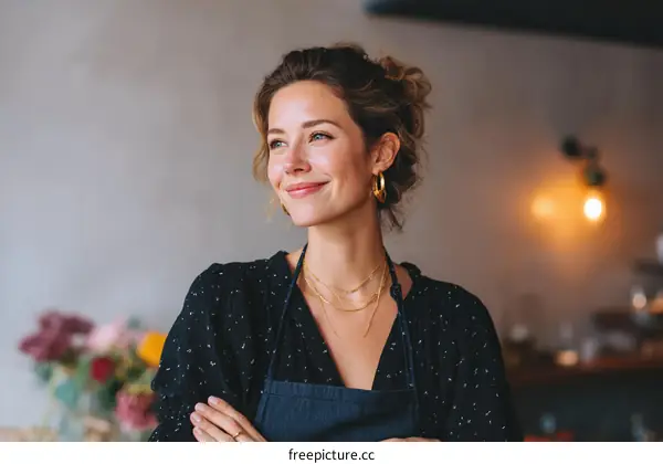 Confident Female Entrepreneur in a Cafe