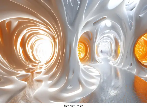 Futuristic Architecture with Organic and Glowing Elements