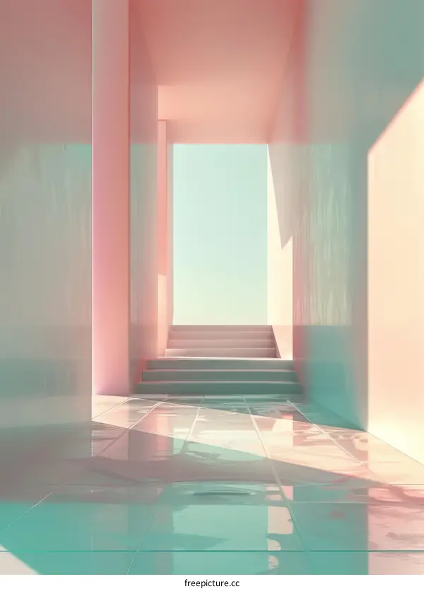 Modern Pastel Staircase Hallway