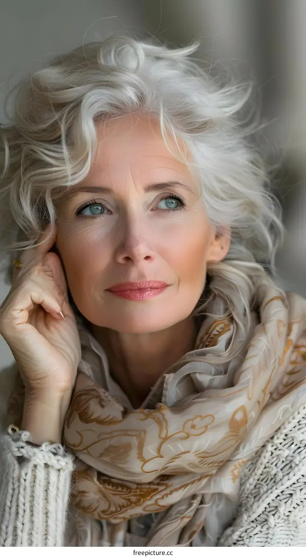 Portrait of a mature woman with gray hair