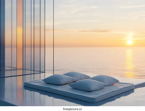 Sea View Sunset with Bed and Pillows