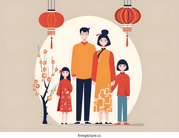 Chinese Family Celebrating New Year