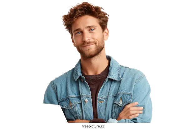 [Transparent Background PNG]Confident Man with Laptop Portrait
