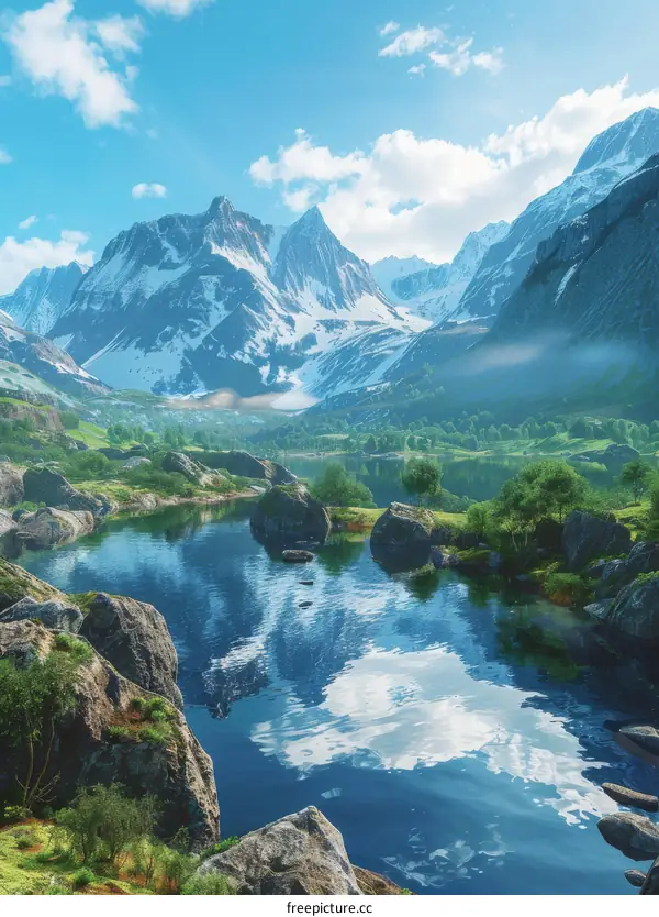 Mountain Landscape with Lake and Forest