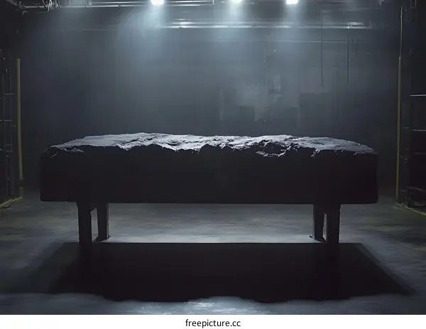 Dark Industrial Stone Tabletop with Spotlight