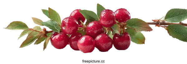 [Transparent Background PNG]Fresh Cherries on a Branch