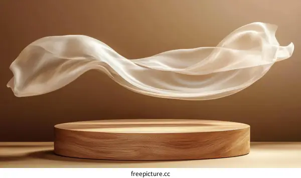 Elegant Fabric Display on Wooden Platform