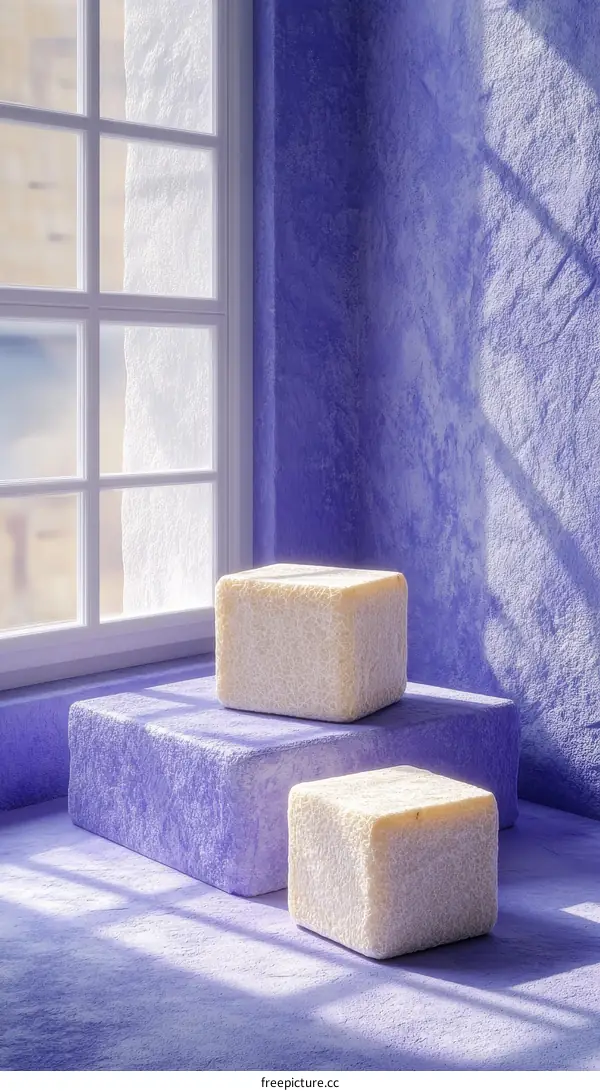 Purple Room Display with Cream Cubes