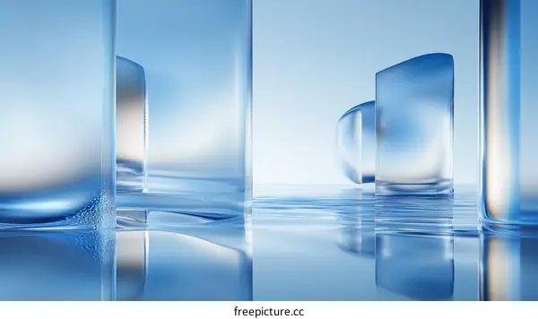 Abstract Blue Glass Forms in a Modern Setting