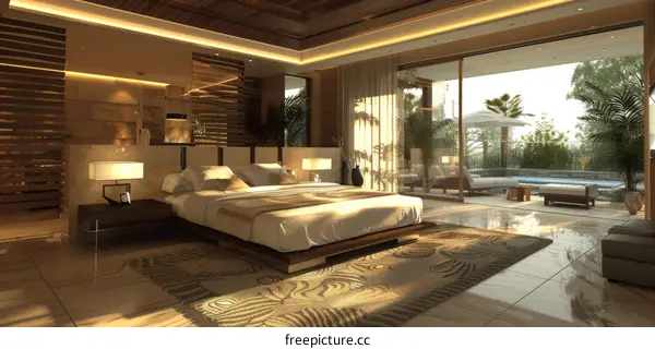 Luxury Modern Bedroom with Tropical View