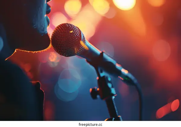 Close-up of a singer holding a microphone