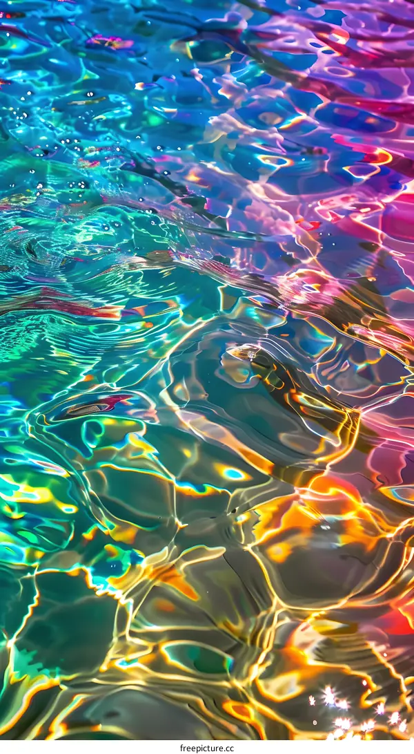 Abstract Water Surface with Rainbow Colors