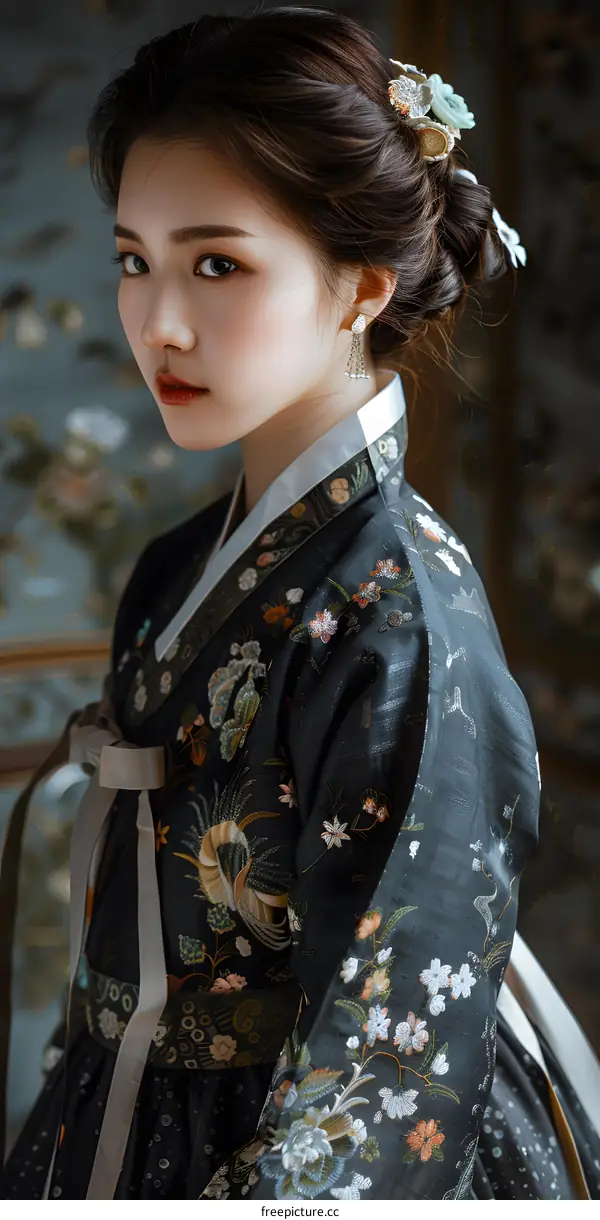 Portrait of a young woman in a hanbok