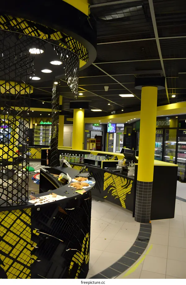 Yellow and Black Interior Design of a Store