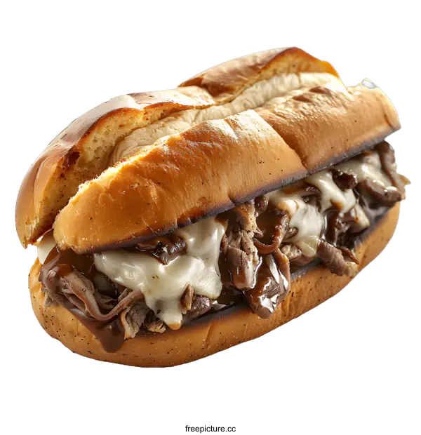 [Transparent Background PNG]Delicious Roast Beef Sandwich with Cheese and Gravy