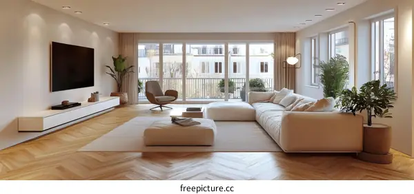 Modern Beige Living Room Interior Design