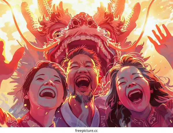 Happy Chinese New Year. A family is celebrating Chinese New Year.