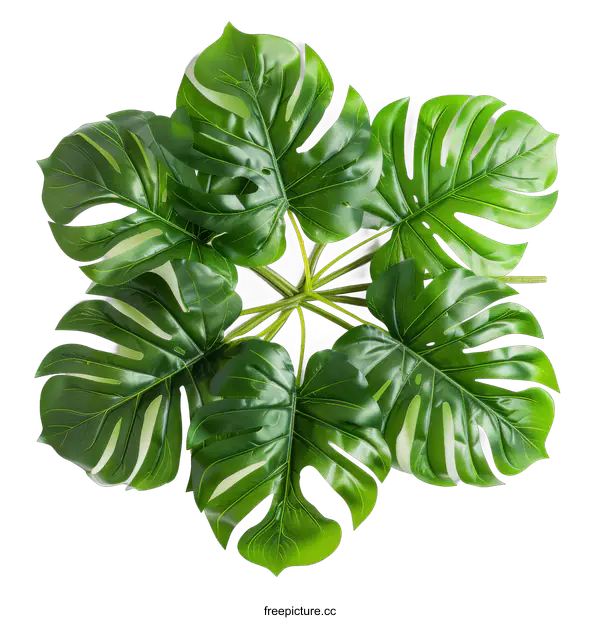 [Transparent Background PNG]Green Monstera Leaves on transparent background