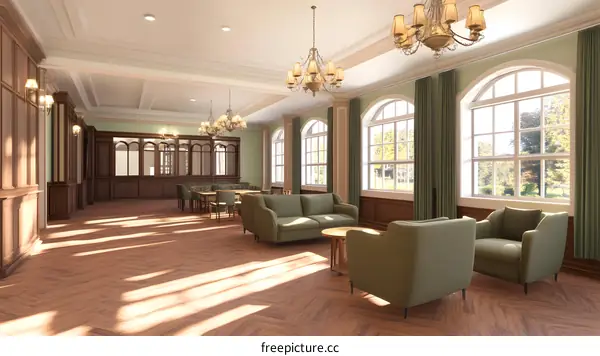 Green Sofa In Modern Luxurious Living Room Interior Design