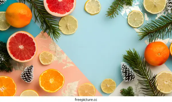 Christmas Citrus Fruit Background