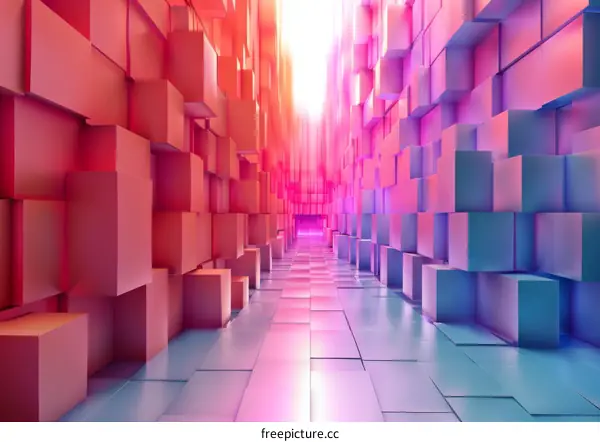 Abstract Pink and Blue Hallway