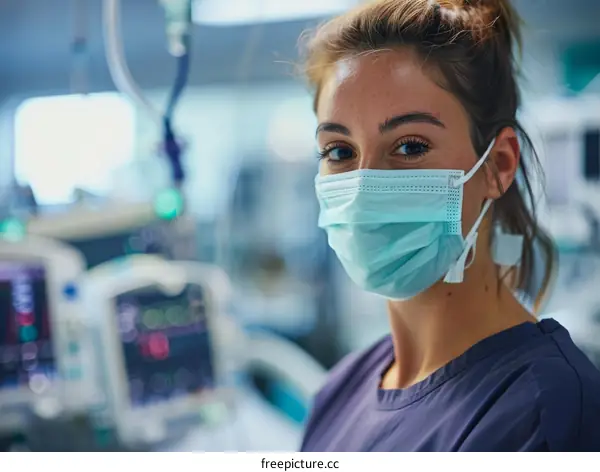 Portrait of a confident female doctor wearing a surgical mask in a hospital