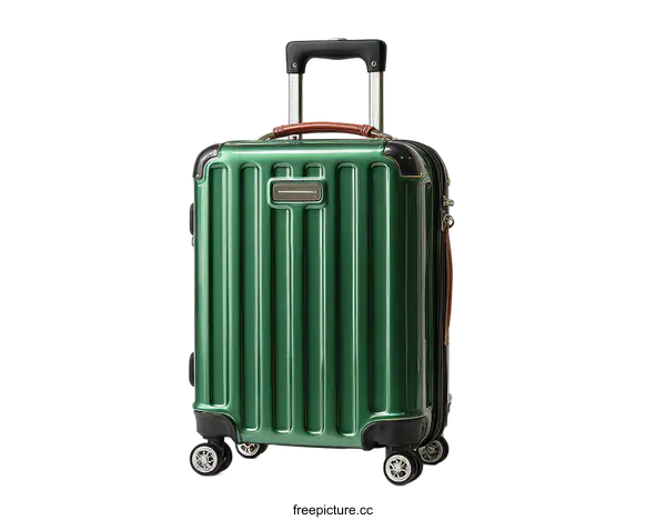 [Transparent Background PNG]Green Travel Suitcase on White Background