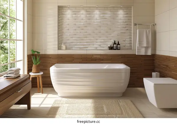 Modern Bathroom with Bathtub and Tiles
