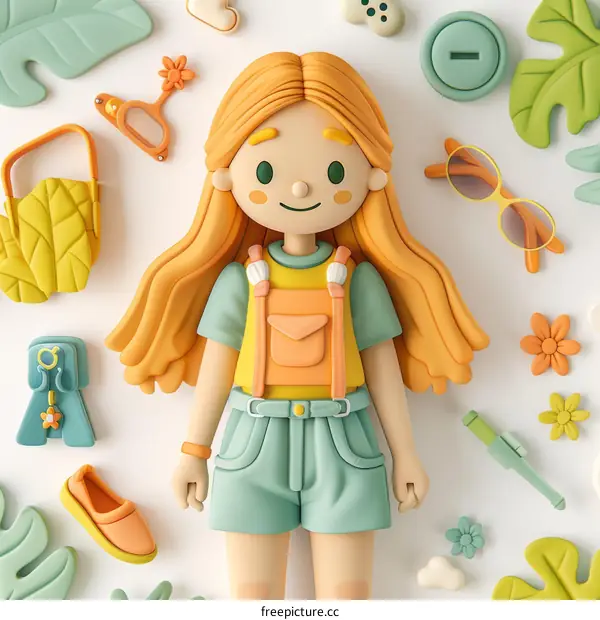 A Girl with Red Hair Surrounded by Summer Accessories